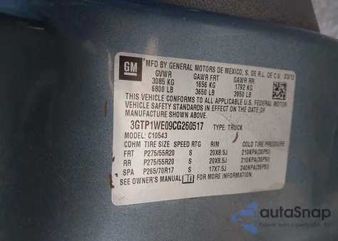 2012 GMC Sierra 1500 Slt from USA, damaged, VIN 3GTP1WE09CG260517